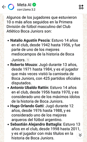 La respuesta de la IA de Whatsapp